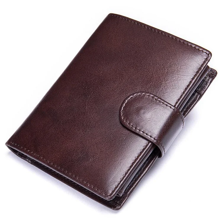 Men's Leather Folding Design Retro RFID Blocking Wallet
