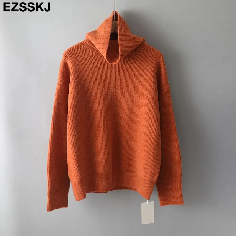 EZSSKJ Soft oversized Cashmere Sweaters Women 2021 puff sleeve Winter sweater Pullovers Loose Female  Warm Basic sweater Jumper
