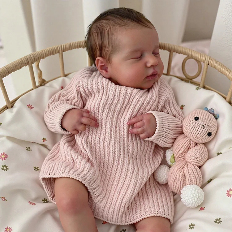 [3-7 Days Delivery][🔊Heartbeat Sound and Coos] 20" Handmade Lifelike Reborn Newborn Baby Sleeping Girl Named Dolishy, Looks Really Cute