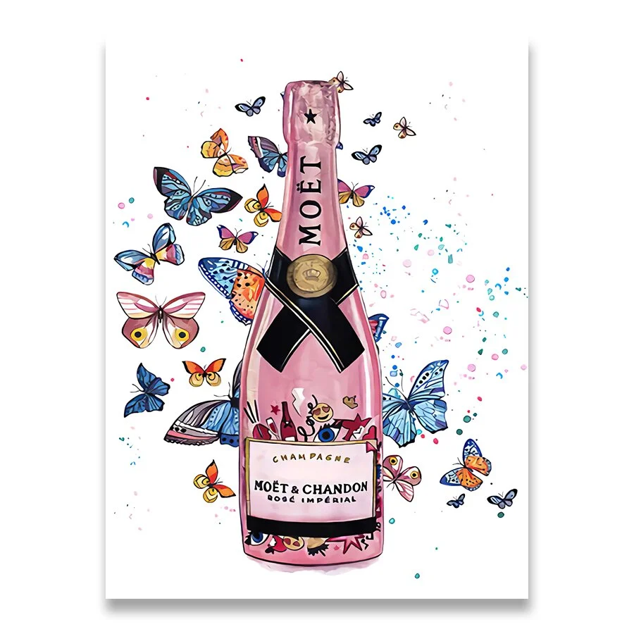 Fashion Girl Bag Balloon Champagne Salon Wall Art Print Canvas Painting Nordic Posters And Prints Wall Pictures For Living Room