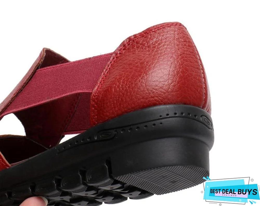 Women Genuine Leather Gladiator Rome Sandals Shoes Wedge Heel Comfort Sandals