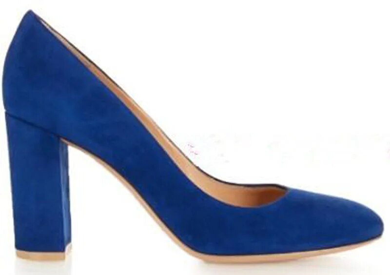 VCSHOES Fall Ladies Suede Leather Chunky High Heels Solid Pumps Women Simple Round Toe Party Thick Heels Dress Pump Shoes