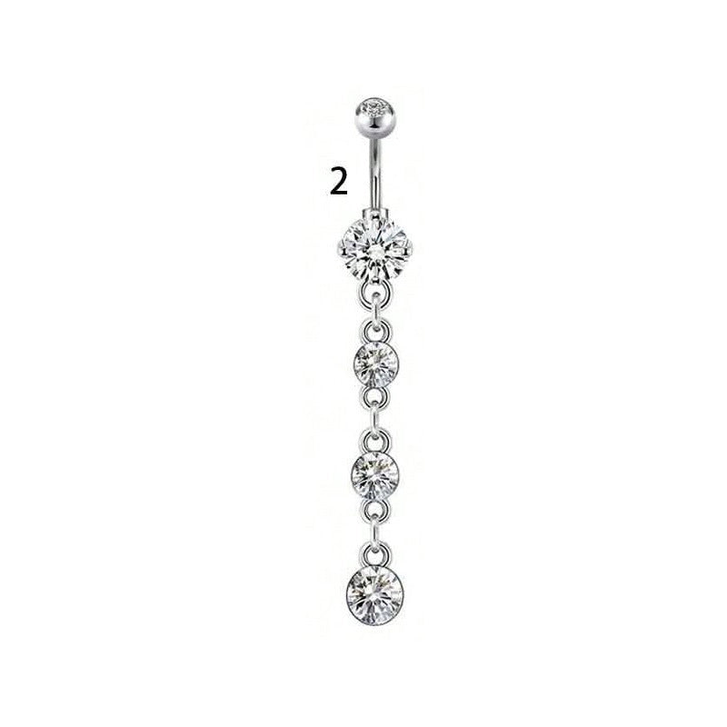 1 Piece Belly Rings Minimalist Classic Style Water Droplets 304 Stainless Steel Inlay Zircon Belly Rings