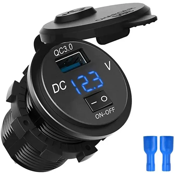 charger Car Quick Charge 3.0 12V 24V Cigarette Lighter USB Charger with Switch Voltage Display For Motorcycle Truck RV