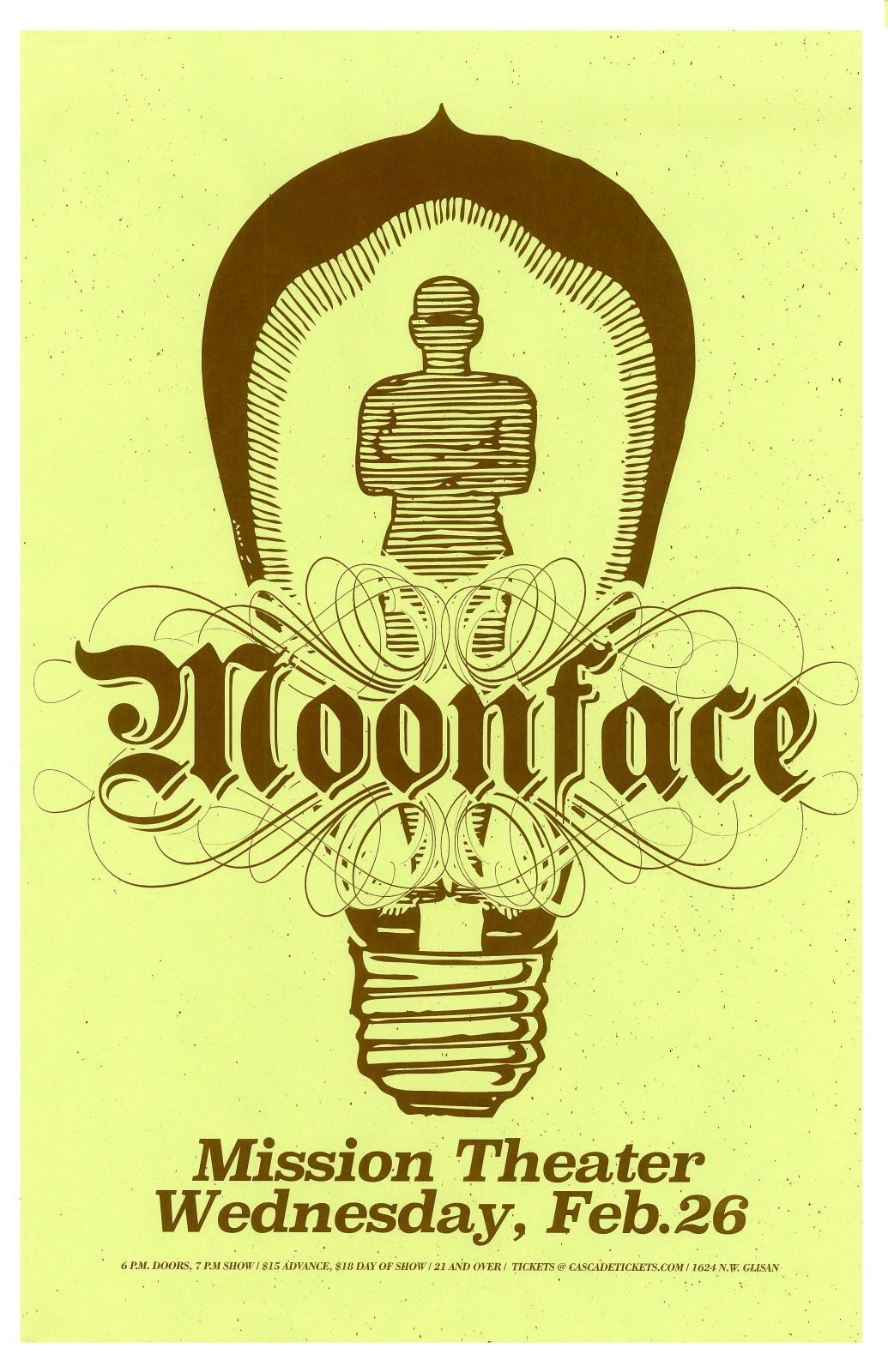 MOONFACE 2014 Gig POSTER Portland Orego Concert Spencer Krug