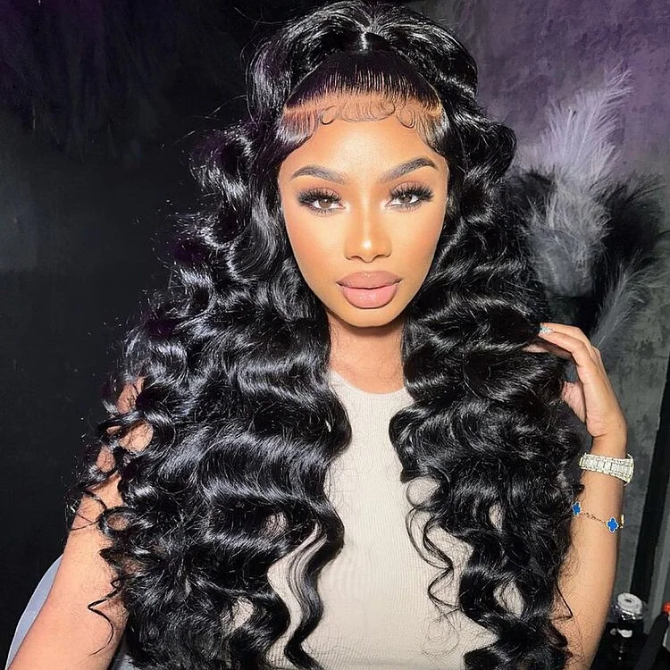  Up To 50" Gorgeous Loose Deep Wave Full Frontal HD Lace Wig