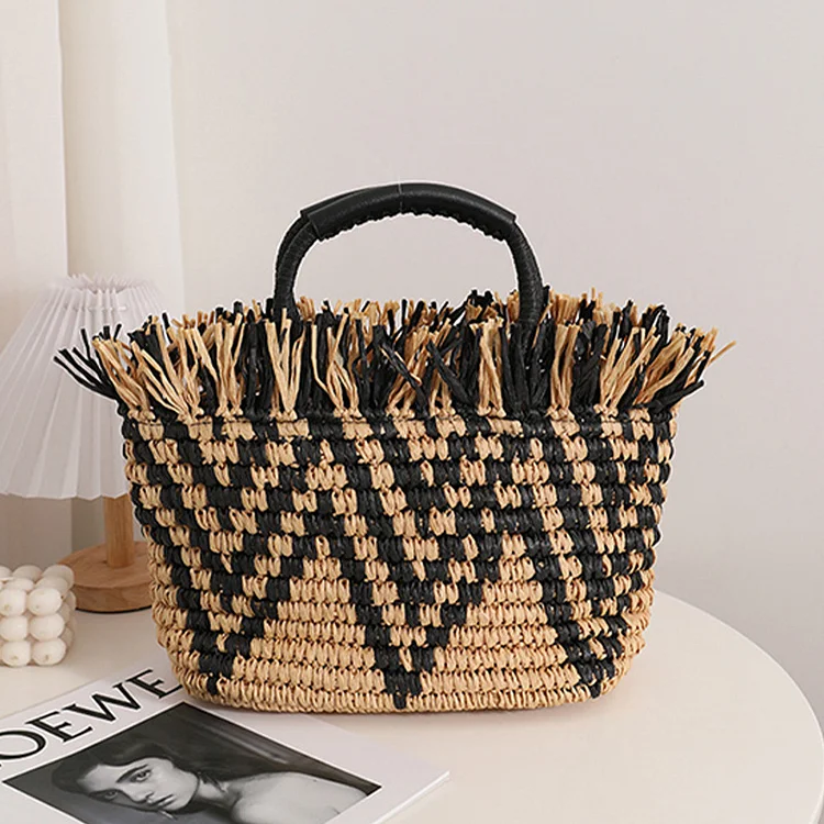 Woven Tassel Tote Bag