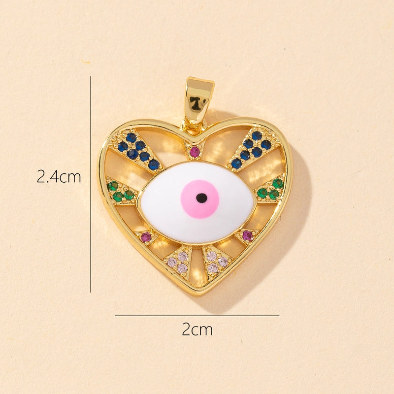 1 Piece Copper Rhinestones Heart Shape Pendant