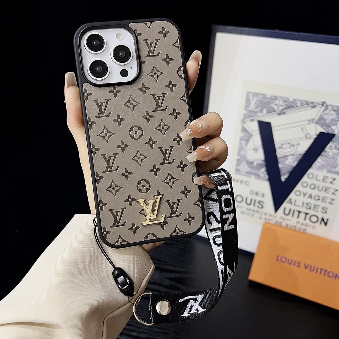 LV Elegant Bracelet Monogram 3D Embossed Soft-touch Leather Apple iPhone Case Samsung Galaxy Cover