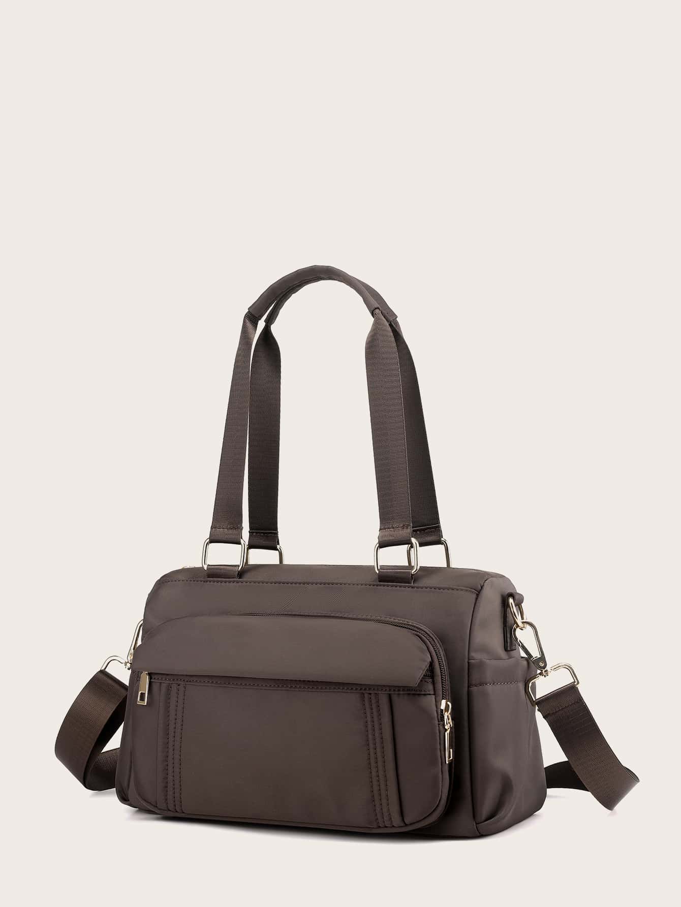 Pocket Front Top Handle Tote Bag