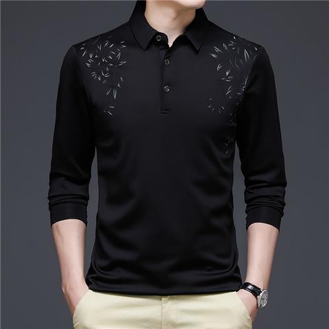 Gandisa Polo Long Sleeve Men's Turn-down Collar T-shirt Spring Summer Top Style Pullover V-Neck Tees Clothes Button Loose Print