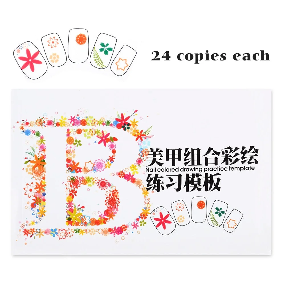 4 Design Nail Practice Book Nail Art Template Learning Paper Manicure Drawing Painting Exercise Books Nails Accessoires Tools
