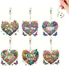 (US Local)6Pcs Acrylic Double Sided Heart Diamond Painting Keychain for Bag Decor