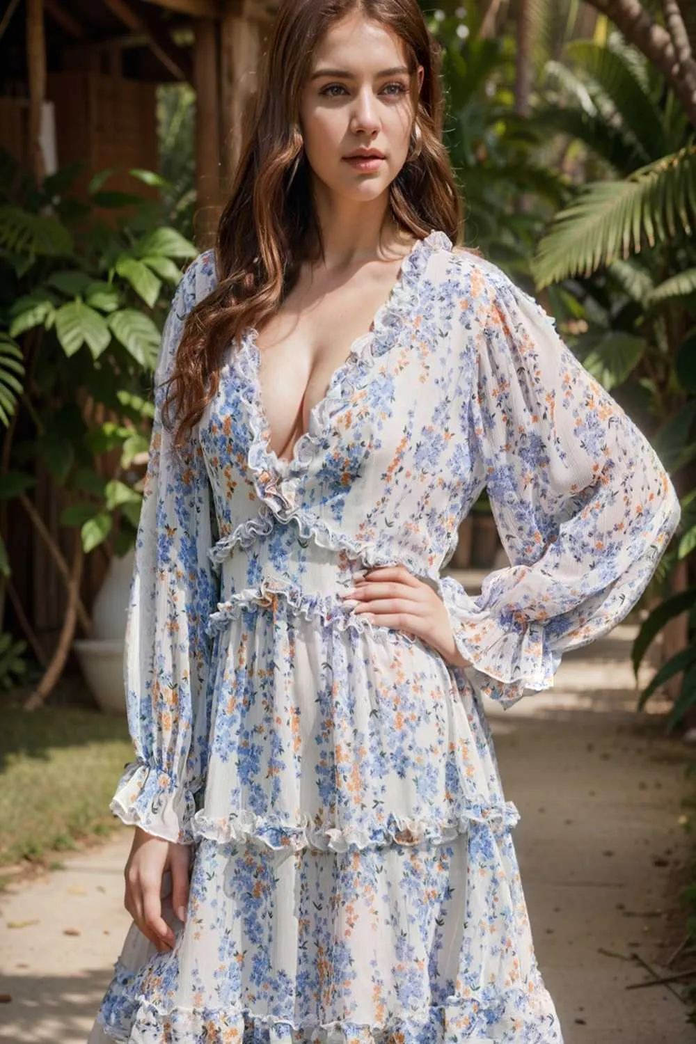 loose leopard print v neck dress drop shoulder a line closed cape paneled