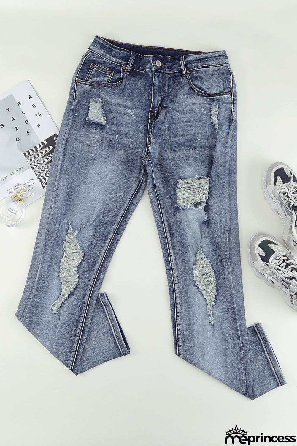 Bleach Splatter Boyfriend Straight Jeans