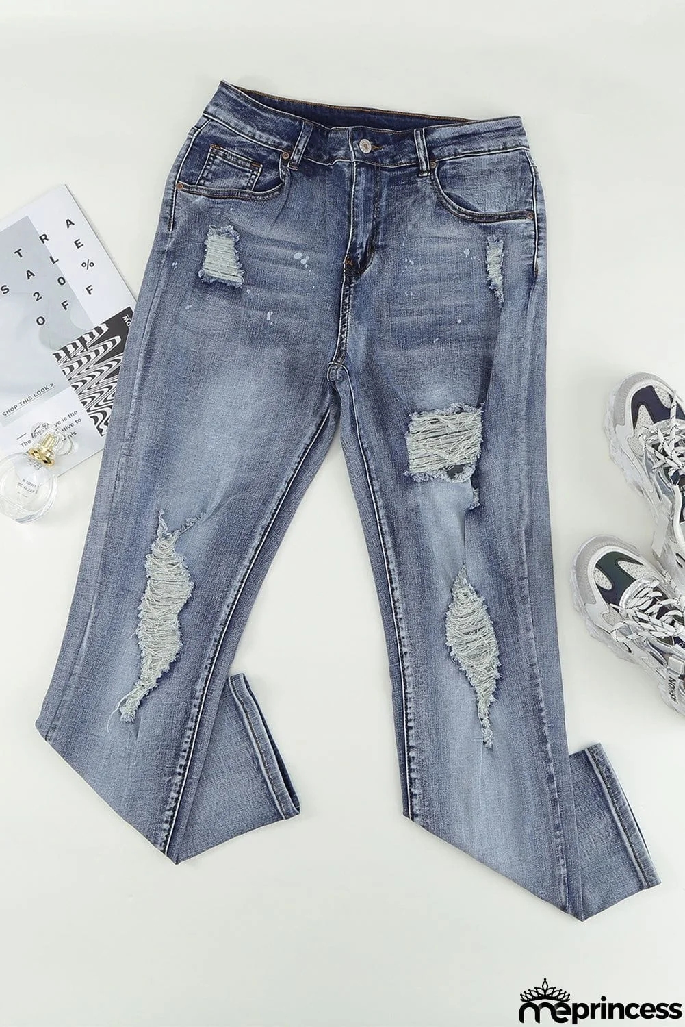 Bleach Splatter Boyfriend Straight Jeans