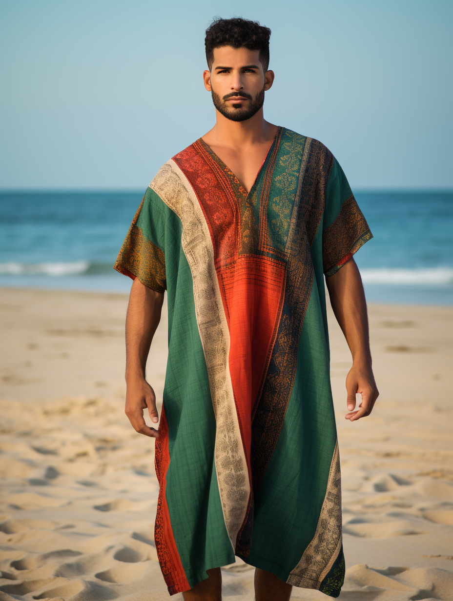 Men's Ethnic V-neck Long Kaftan