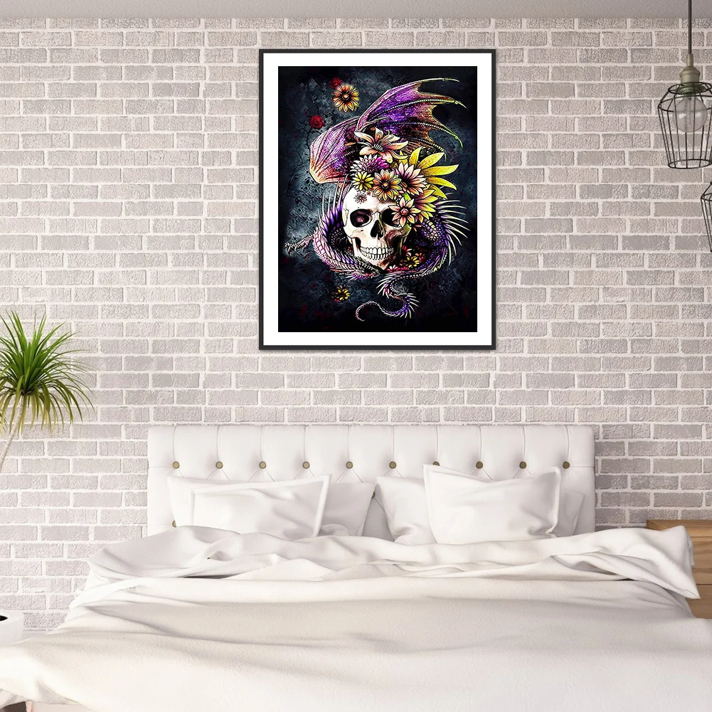 DIY Full Round Drill Diamond Painting 5D Weird Skull Poster Kit (B3867)
