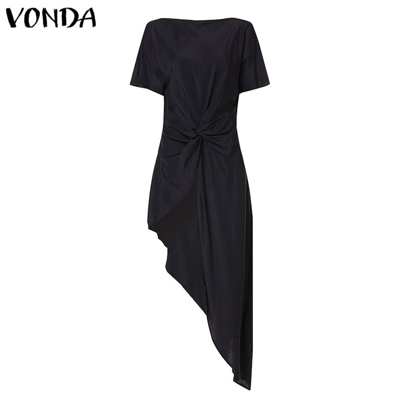 VONDA Women Asymmetrical Blouse 2022 Summer Casual Sexy Split Hem Party Tops Long Ladies Office Shirts Tunic Blusas
