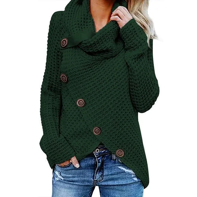 Casual Plus Size Button Wrap Vest Sweater Tunic-Cosfine