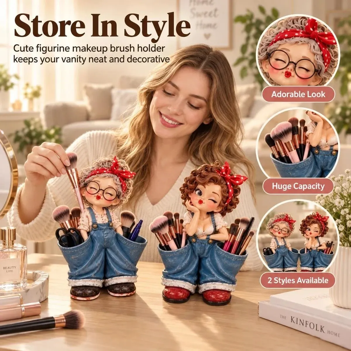 Retro Girl Makeup Brush Holder