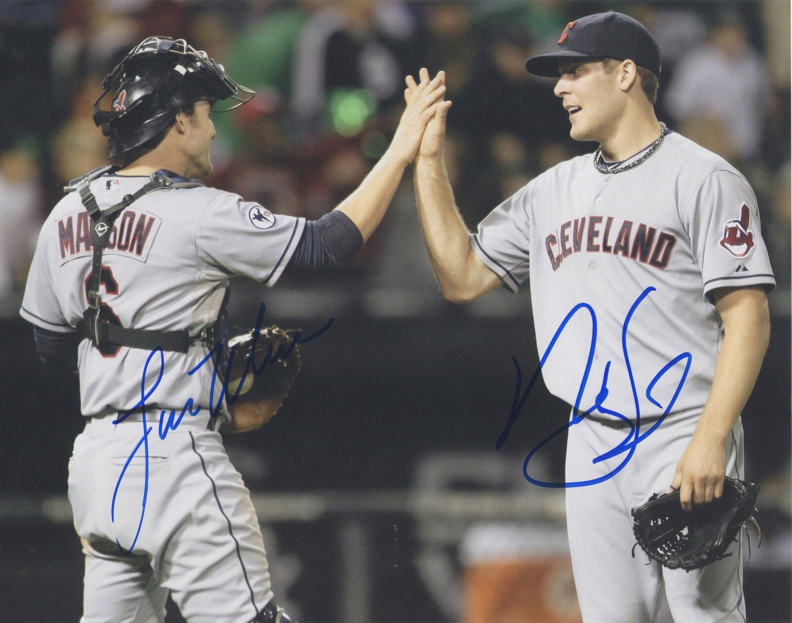 Nick Hagadone & Lou Marson CLE Cleveland Indians Auto Signed 8x10 Photo Poster painting COA GFA