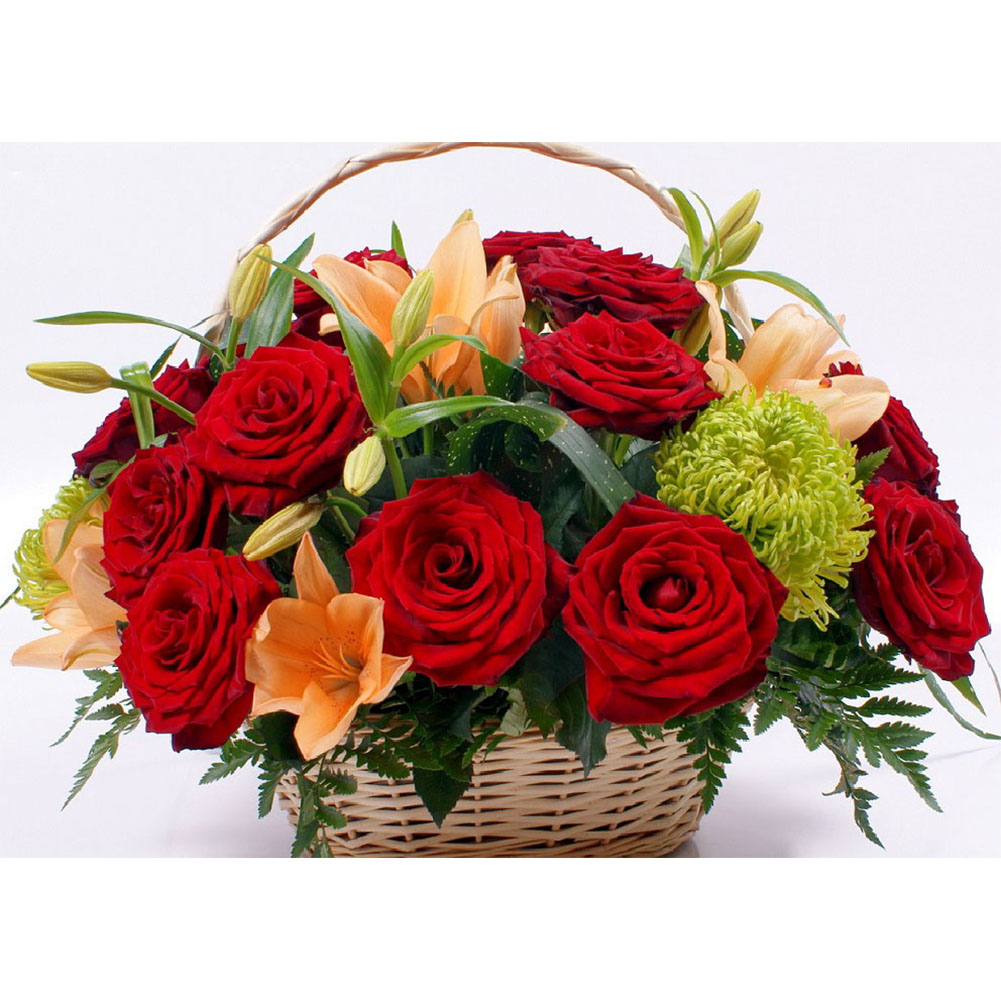 

30*40CM - Round Drill Diamond Painting - Bouquet Flowers, 501 Original