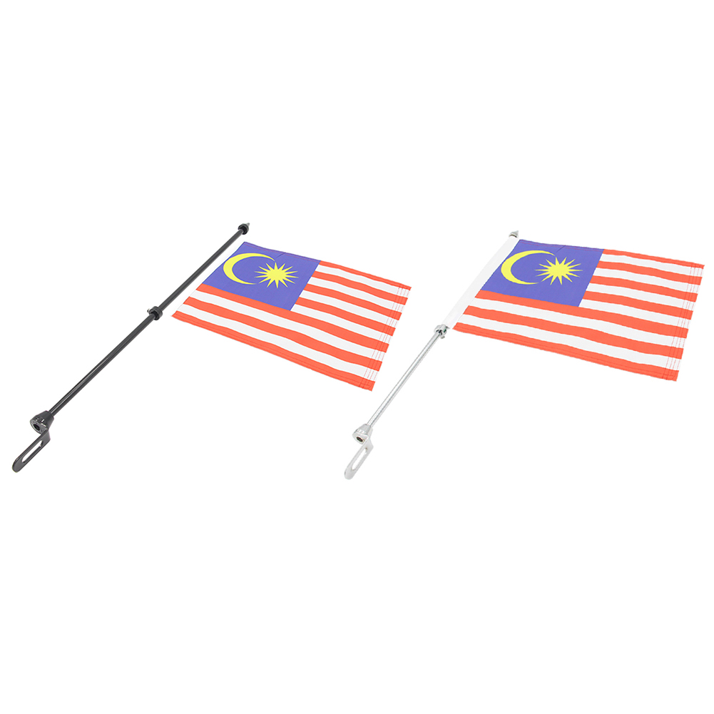 

Universal Motorcycle Flagpole Malaysia Flag Rear Luggage Rack Flag Pole, Silver, 501 Original