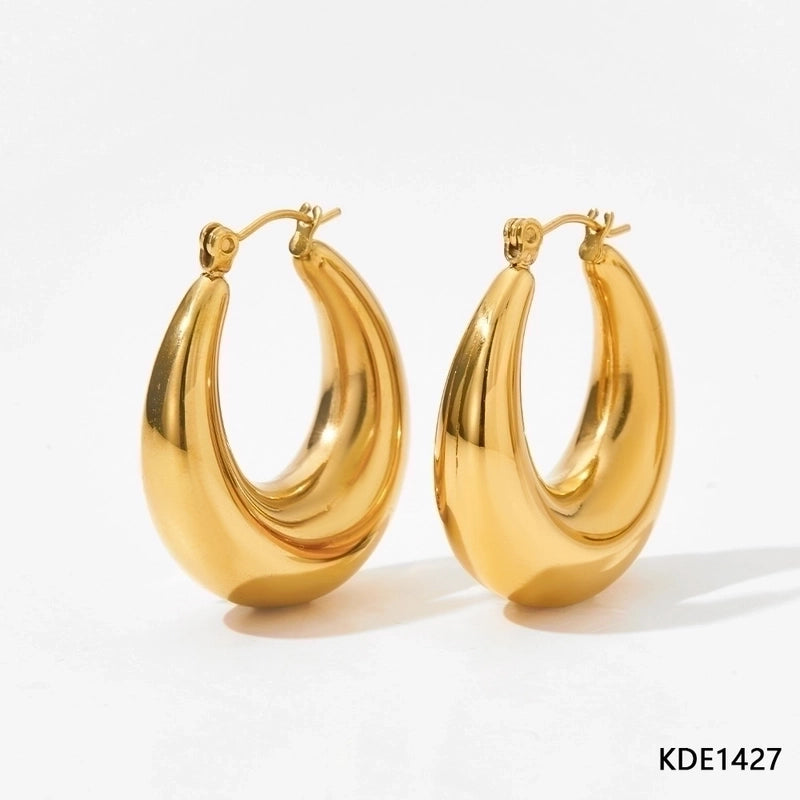 1 Pair IG Style Minimalist Solid Color Plating 304 Stainless Steel 16K Gold Plated White Gold Plated Gold Plated Earrings