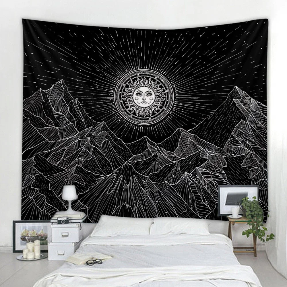 Mountains under the moonr printing big wall mounted cheap hippie wall hanging bohemian wall tapestry mandala wall art decoration