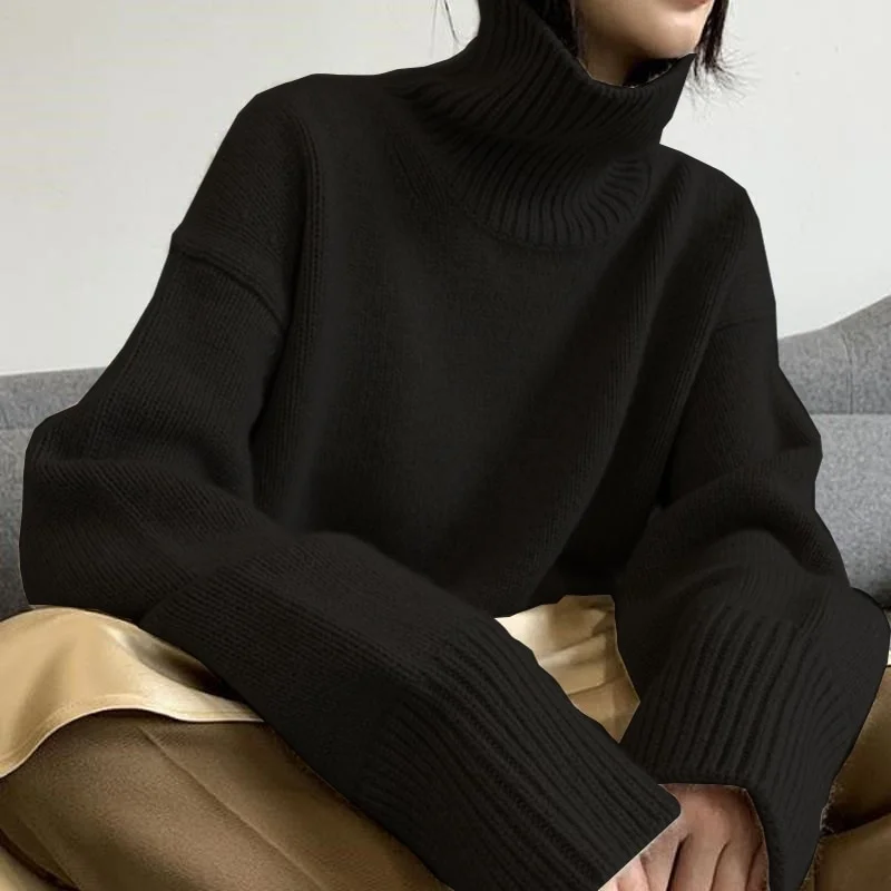 Uveng Thick Turtleneck Sweater Women Loose Casual Pullover Women Winter Vinatge Cashmere Sweater Tops Jumper Truien Dames 23524