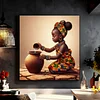 Fille afro-am&eacute;ricaine-plein diamant rond peinture-30 * 30cm