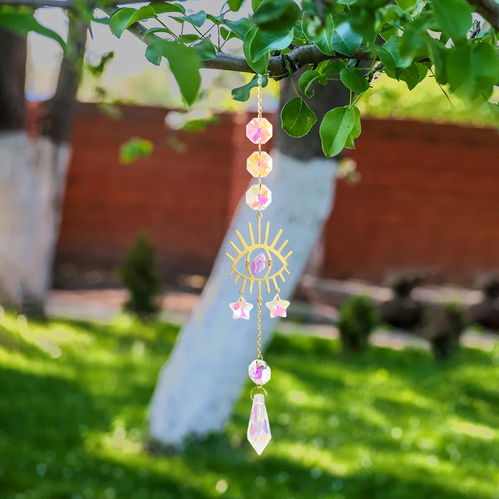 Hanging Crystal Star Eye Window Car Prism Moon Bell Pendants