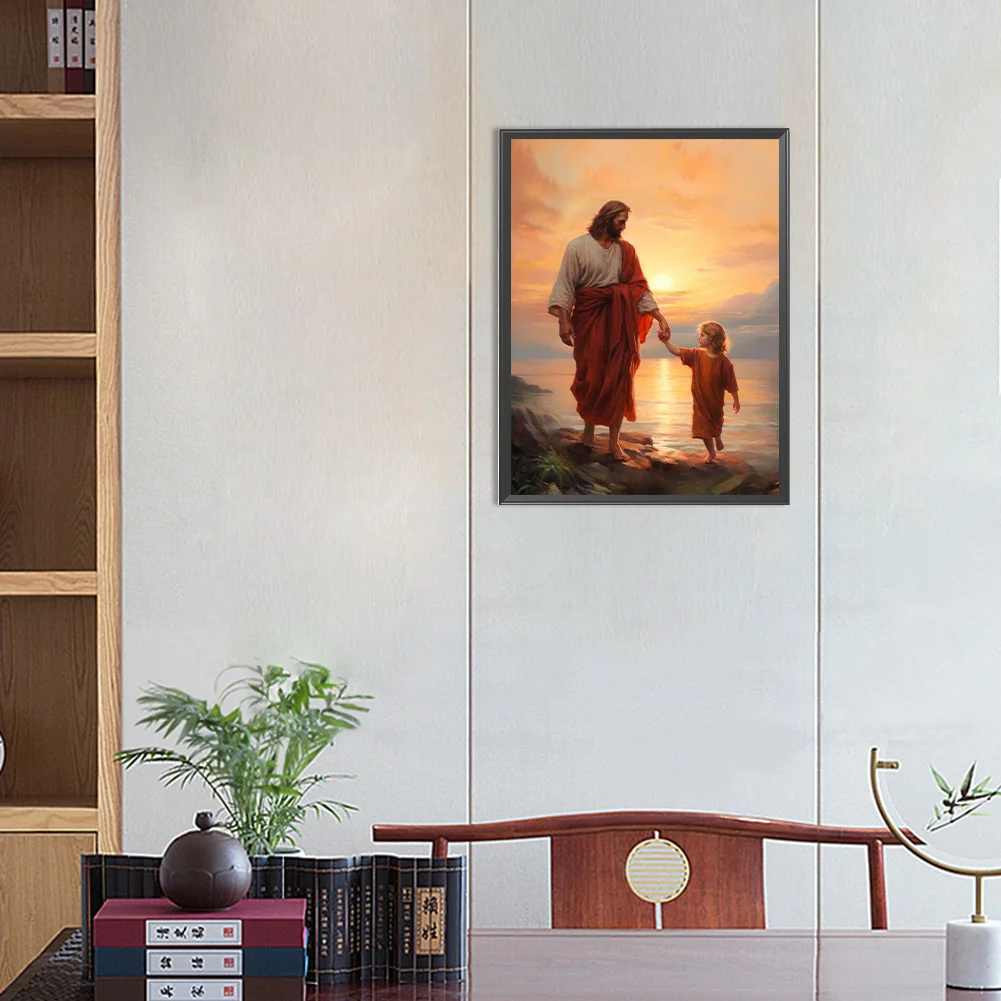 Diamond Painting - Full Round Drill - Sunset Jesus(Canvas|30*40cm)