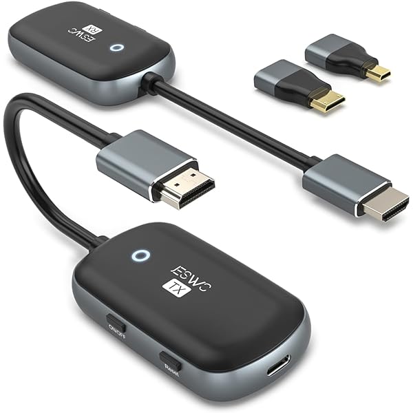 JESWO Wireless HDMI Transmitter and Receiver HDMI Extender 1080P Supported, Plug & Play, Portable 5G, 98FT Range 