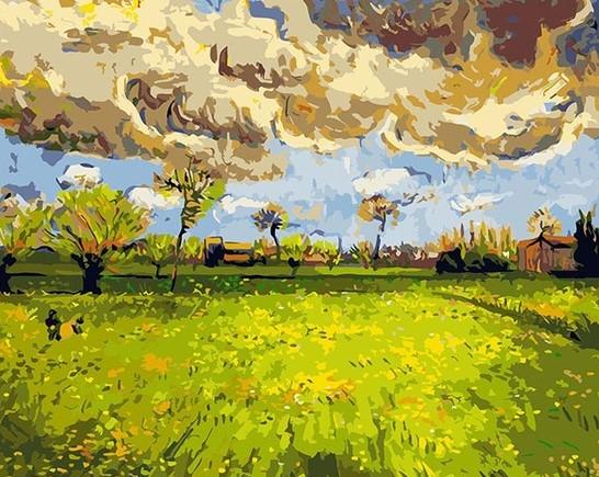 

Meadow with Flowers under a Stormy Sky Van Gogh’s – Paint By Numbers - 40*50CM, 501 Original