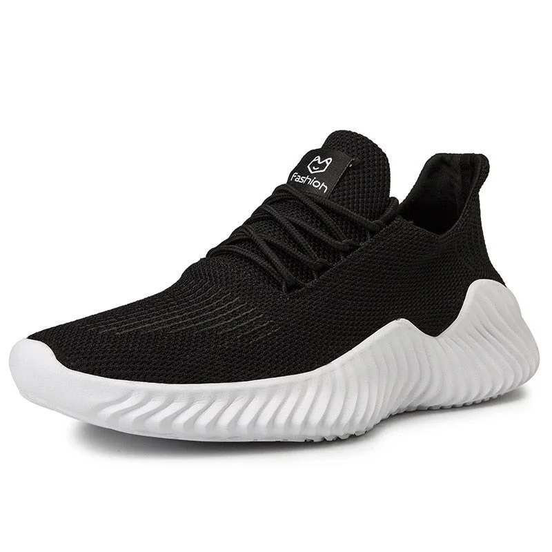 Aonga 2022 Mesh Men Shoes Breathable White Mens Sneakers Trendy Lace-Up Lightweight Black Walking Big Size Man Tenis Shoe