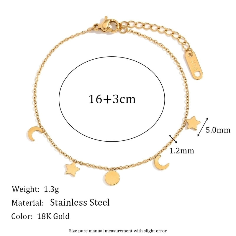 Sweet Minimalist Star Moon 304 Stainless Steel 18K Gold Plated Bracelets In Bulk