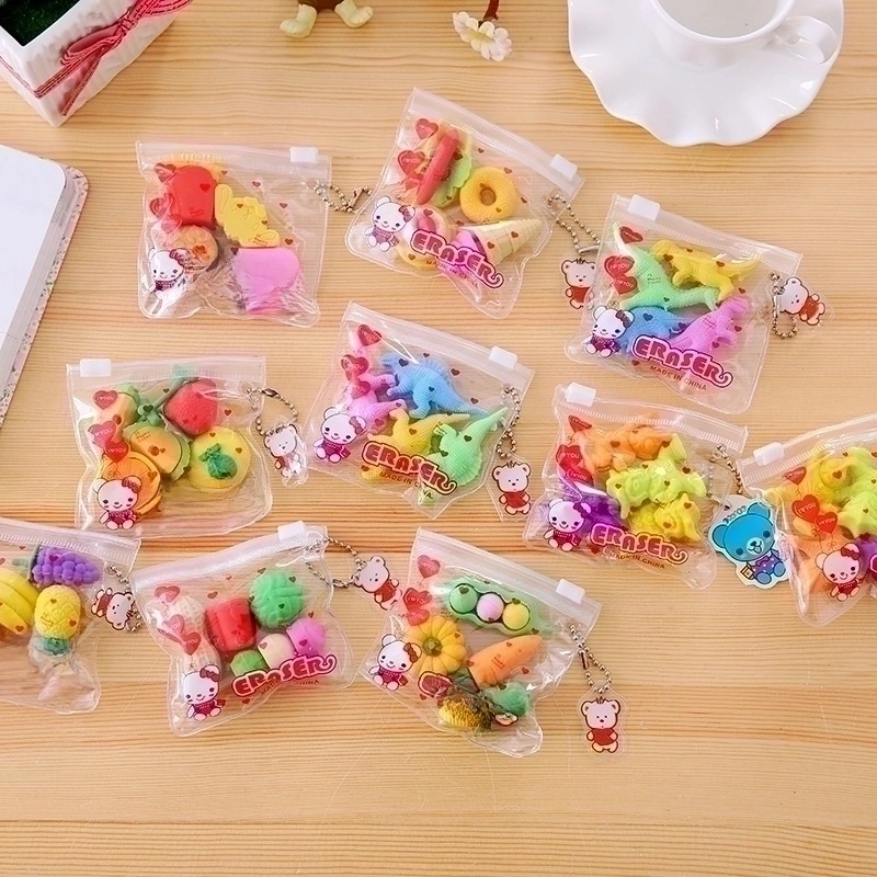 Cartoon Cute Fruit Cake Christmas Student Eraser Set Of Four