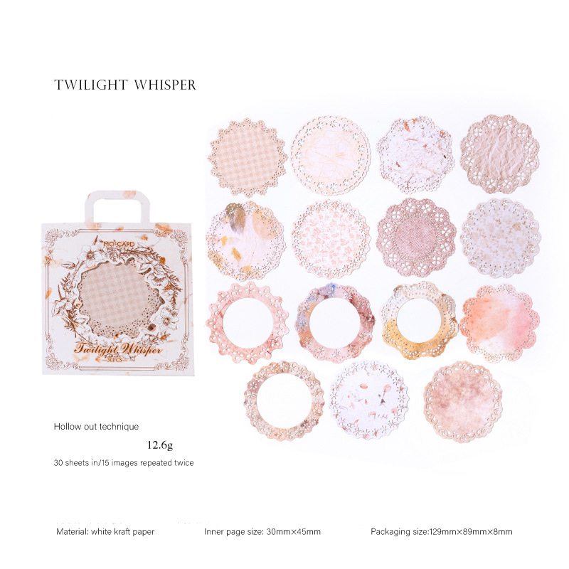 Material Paper - Lace Night Series Vintage Lace Flower Border Hollow Landscape 