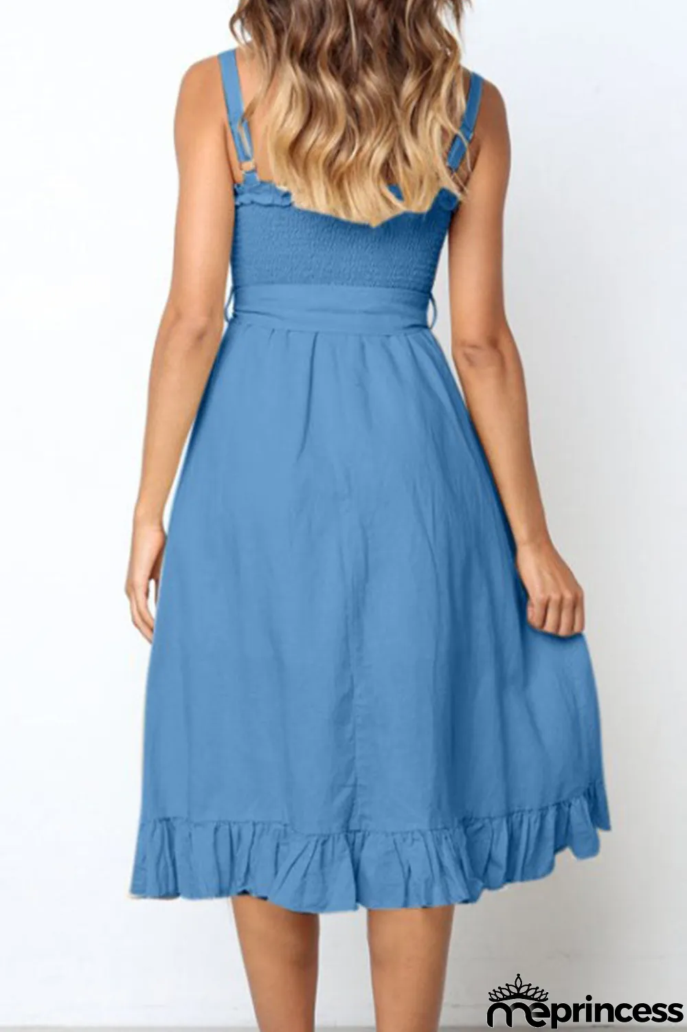Fashion Casual Solid Split Joint Spaghetti Strap A Line Dresses