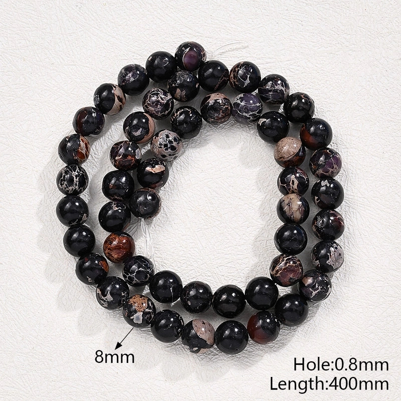 1 Strand/Package 8mm Hole Under 1mm Natural Stone Imperial Jasper Marble Simple Polished Beads