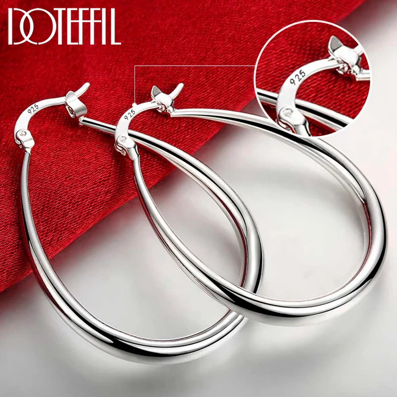 100pcs 925 Sterling Silver Smooth Circle 41mm Hoop Earrings For Women Jewelry