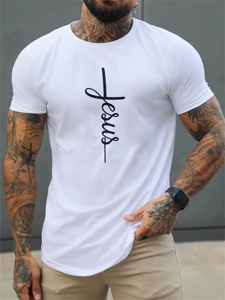Men's T shirt Tee Graphic Tee Letter Print Crew Neck Street Holiday Short Sleeve Print Clothing Apparel Designer Casual Comfortable