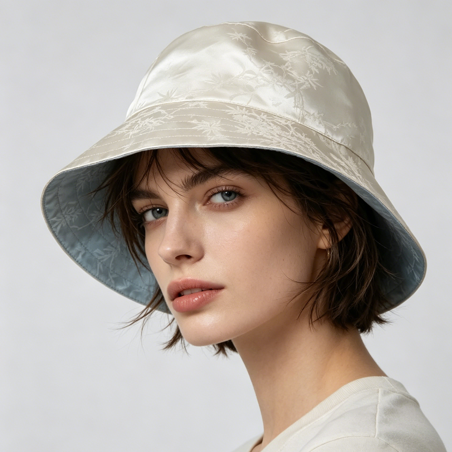 100% Silk Bucket Hat Two-Tone Heavyweight Sun Shade Lightweight For Women REAL SILK LIFE