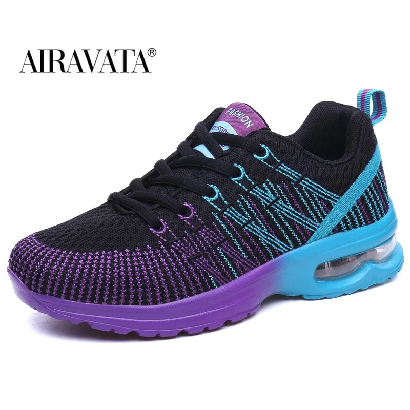 Women Sneakers Air Sole Athletic Running Shoes Lace-up Breathable Jogging Shoes Leisure Outdoor Sneakers