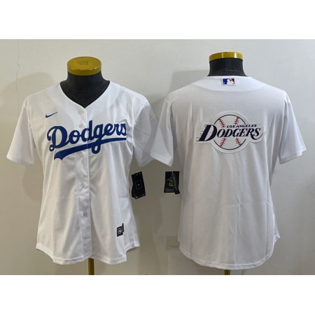 Women's Los Angeles Dodgers White Team Big Logo Stitched Jersey(Run Small) TI9P