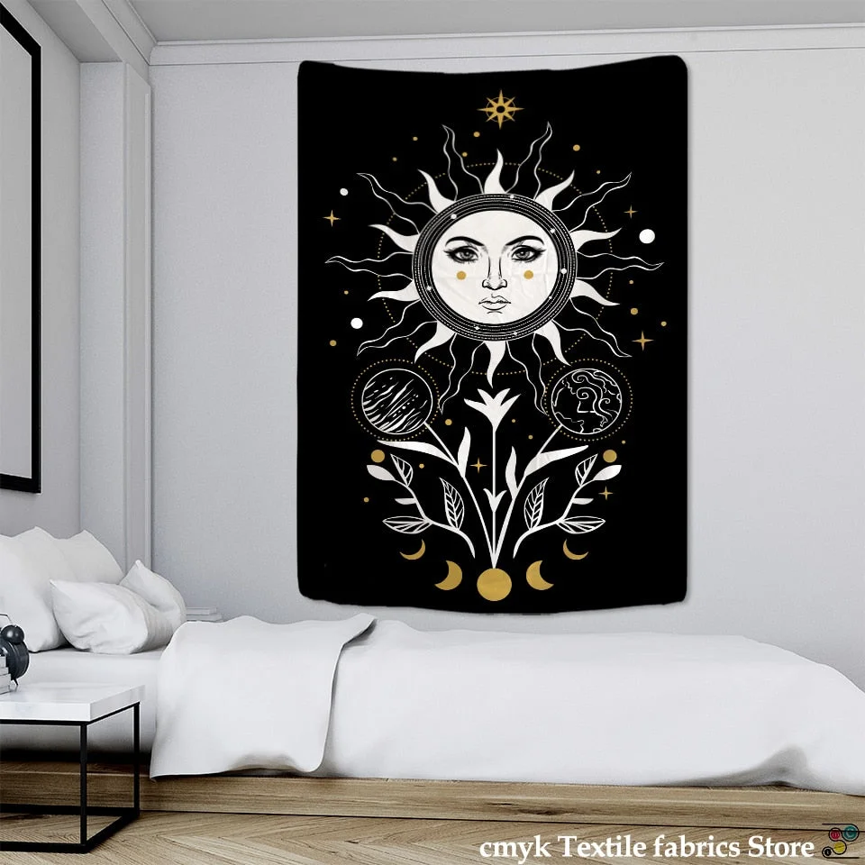 Cat Mysterious Tapestry Wall Hanging Bohemian Hippie TAPIZ Witchcraft Bedspread Divination Home Decor