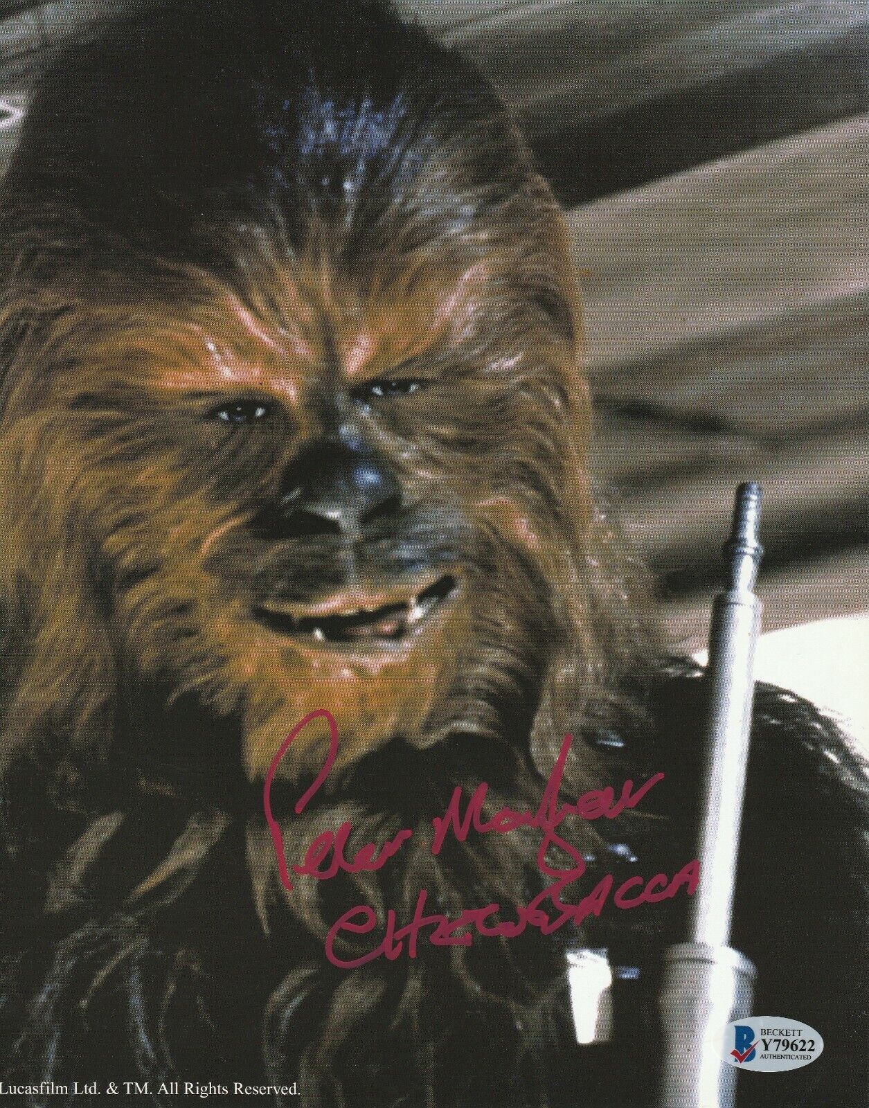 PETER MAYHEW Signed 8x10 Photo Poster painting with Beckett COA & CHEWBACCA Inscrip