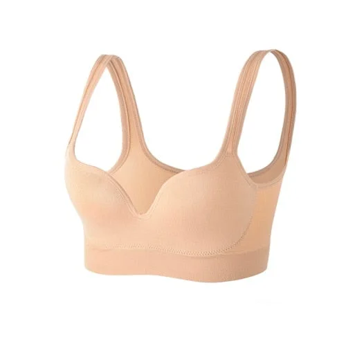 Coloriented Active Bra  Ladies Padded  Fitness Daily Wear Wire Free Seamless Bra  Push Up Cup Solid 5 Colors